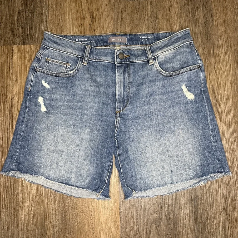 DL1961 Womens Denim Karlie Boyfriend Fit Cut Off Shorts‎ Blue Cotton Size 30